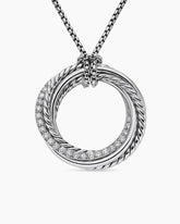 Crossover Pendant Necklace in Sterling Silver with Diamonds, 26mm
